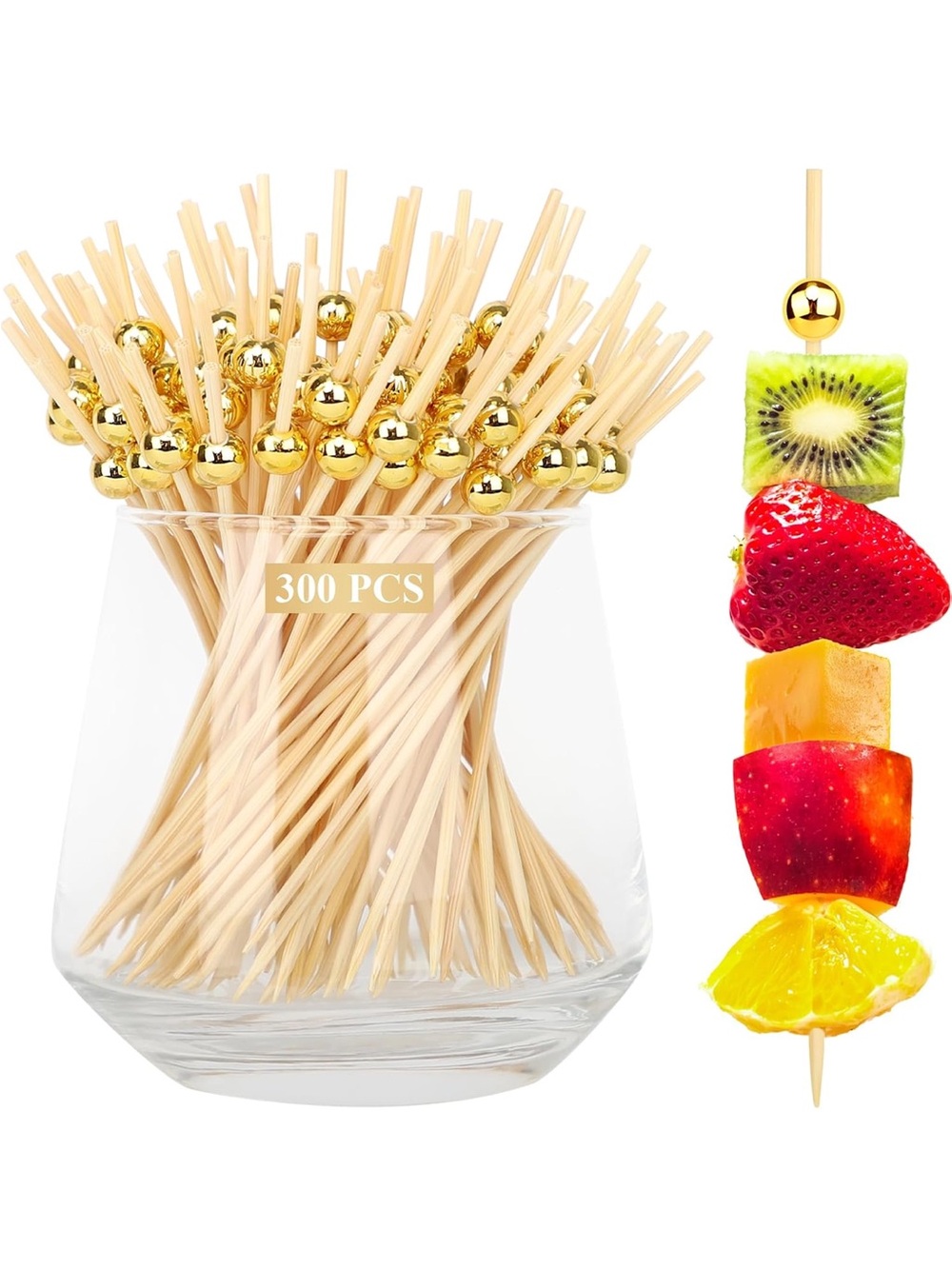 Gold-Tip Bamboo Cocktail Picks - 300 PCS